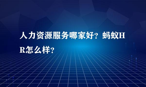 人力资源服务哪家好？蚂蚁HR怎么样？