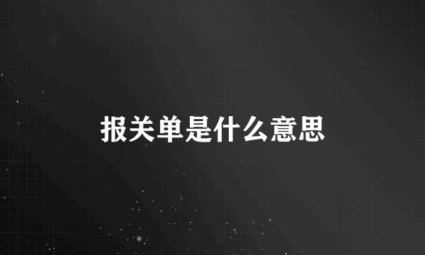 报关单是什么意思