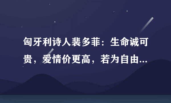 匈牙利诗人裴多菲：生命诚可贵，爱情价更高，若为自由故，两者皆可抛这首诗怎样理解？