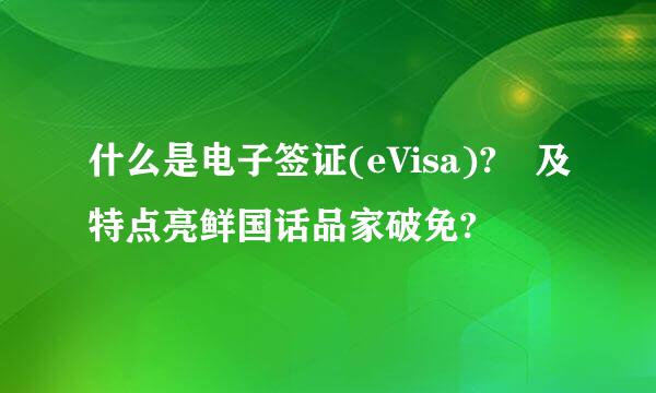 什么是电子签证(eVisa)? 及特点亮鲜国话品家破免?