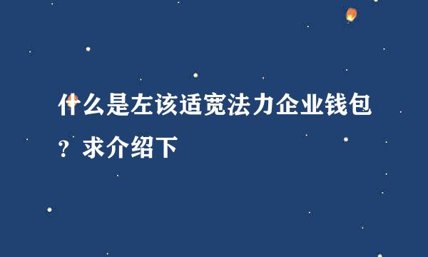 什么是左该适宽法力企业钱包？求介绍下