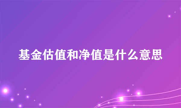 基金估值和净值是什么意思