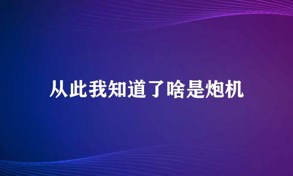 从此我知道了啥是炮机