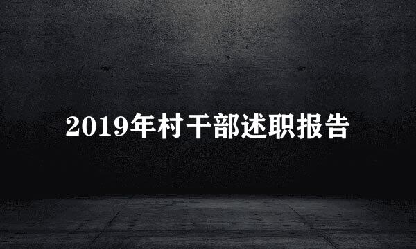 2019年村干部述职报告