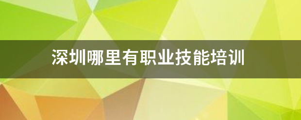 深圳哪里有职业技能培训