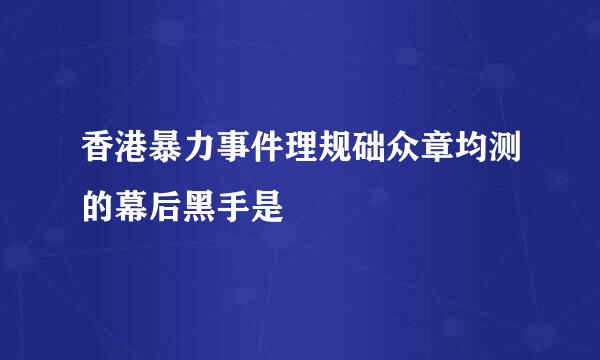 香港暴力事件理规础众章均测的幕后黑手是