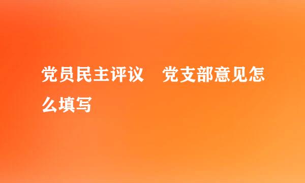 党员民主评议 党支部意见怎么填写