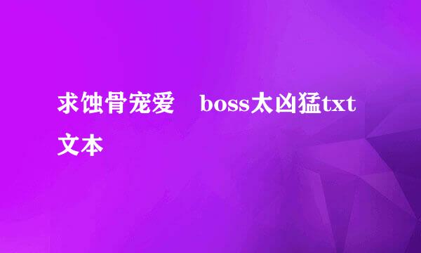 求蚀骨宠爱 boss太凶猛txt文本