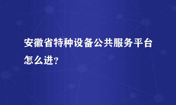 安徽省特种设备公共服务平台怎么进？