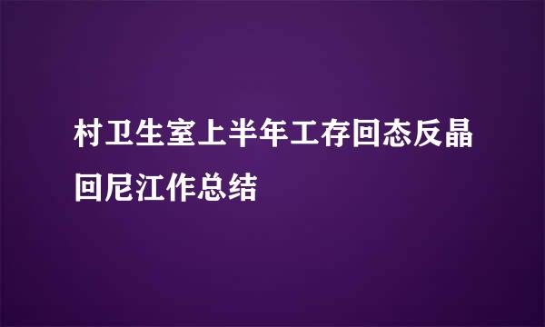 村卫生室上半年工存回态反晶回尼江作总结