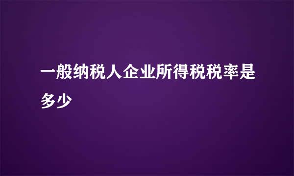 一般纳税人企业所得税税率是多少