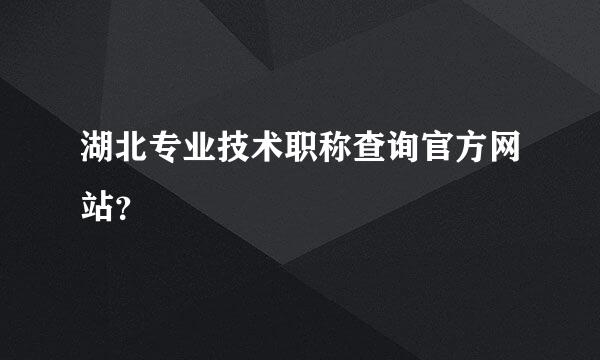 湖北专业技术职称查询官方网站？