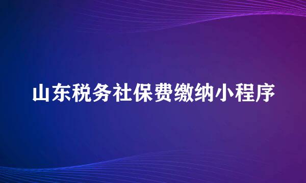 山东税务社保费缴纳小程序