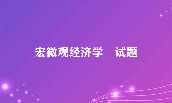 宏微观经济学 试题