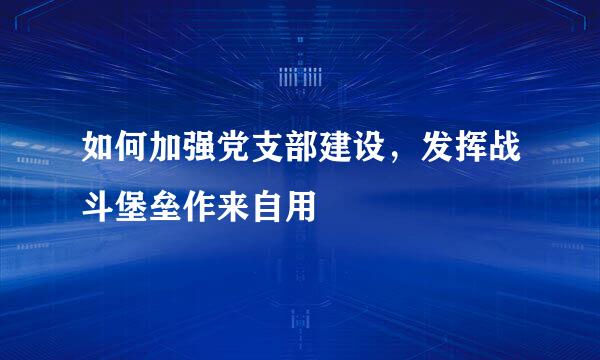 如何加强党支部建设，发挥战斗堡垒作来自用