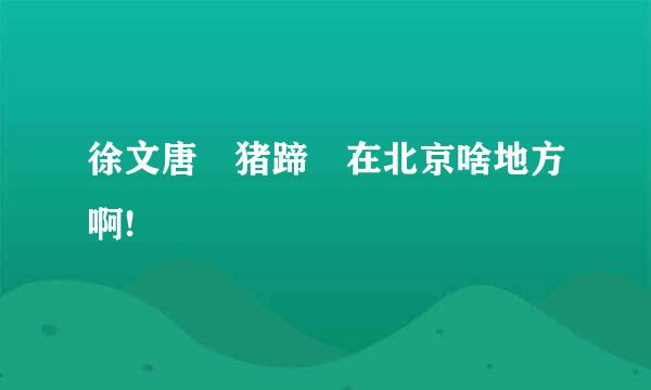 徐文唐 猪蹄 在北京啥地方啊!