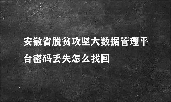 安徽省脱贫攻坚大数据管理平台密码丢失怎么找回