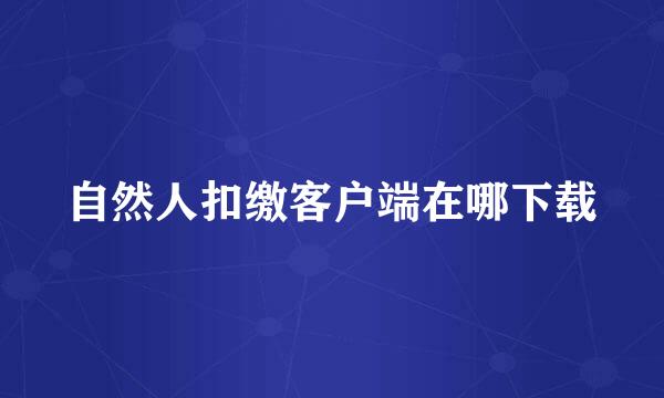 自然人扣缴客户端在哪下载