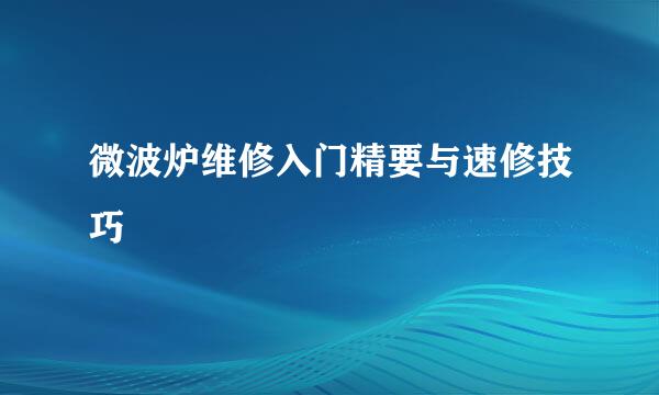 微波炉维修入门精要与速修技巧