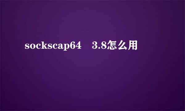 sockscap64 3.8怎么用