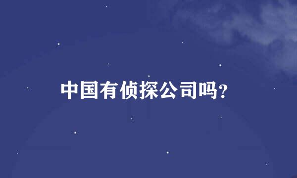 中国有侦探公司吗？