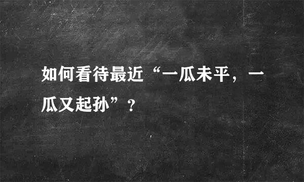 如何看待最近“一瓜未平，一瓜又起孙”？