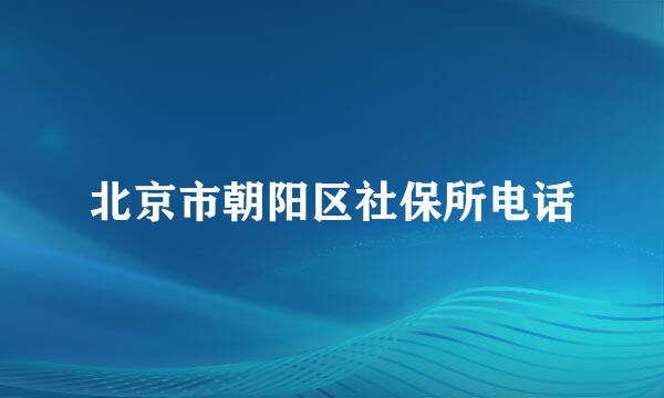 北京市朝阳区社保所电话