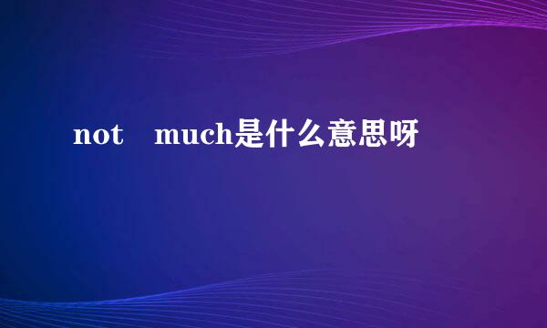 not much是什么意思呀