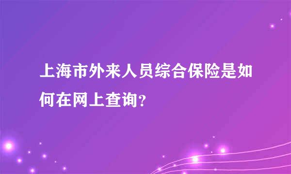 上海市外来人员综合保险是如何在网上查询？