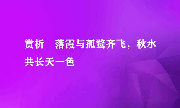 赏析 落霞与孤鹜齐飞，秋水共长天一色