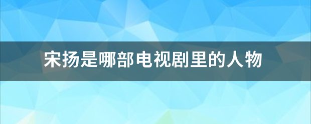 宋扬是哪部电视剧里的人物