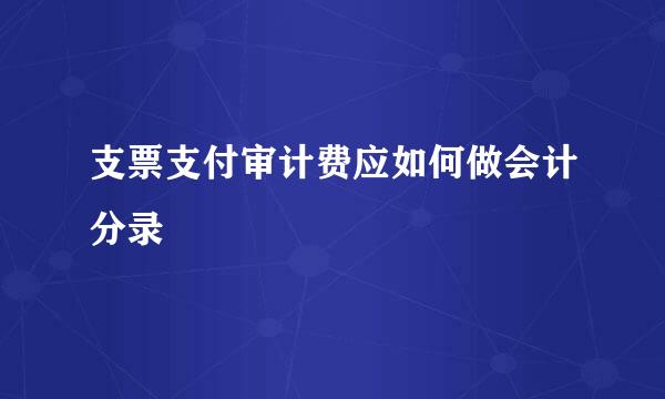 支票支付审计费应如何做会计分录