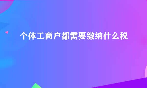 个体工商户都需要缴纳什么税