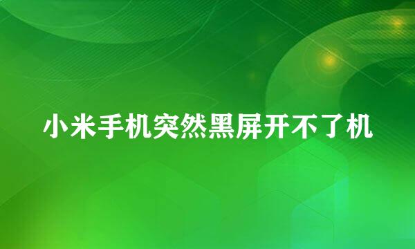 小米手机突然黑屏开不了机