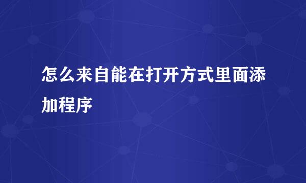 怎么来自能在打开方式里面添加程序