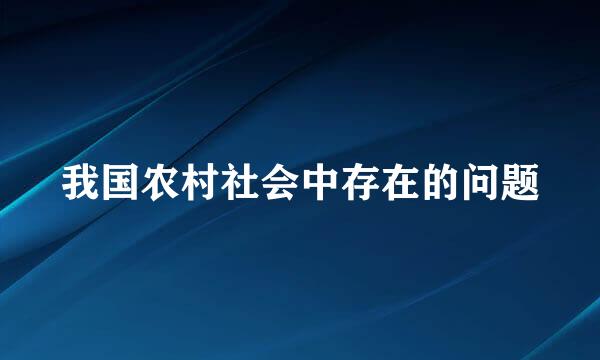 我国农村社会中存在的问题