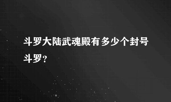 斗罗大陆武魂殿有多少个封号斗罗？