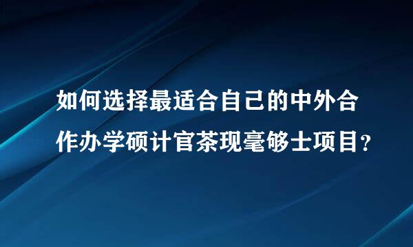 如何选择最适合自己的中外合作办学硕计官茶现毫够士项目？