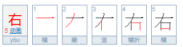 右的笔画笔顺。