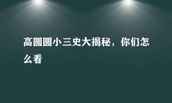 高圆圆小三史大揭秘，你们怎么看