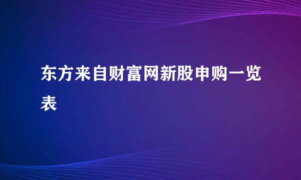 东方来自财富网新股申购一览表