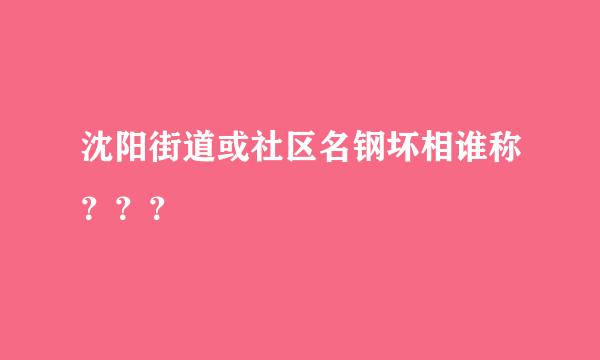 沈阳街道或社区名钢坏相谁称？？？