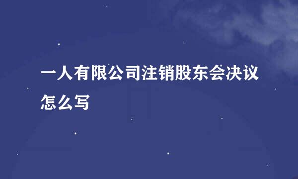 一人有限公司注销股东会决议怎么写