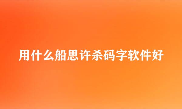 用什么船思许杀码字软件好