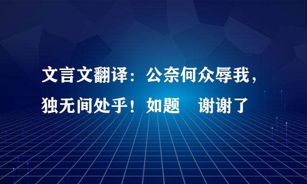 文言文翻译：公奈何众辱我，独无间处乎！如题 谢谢了