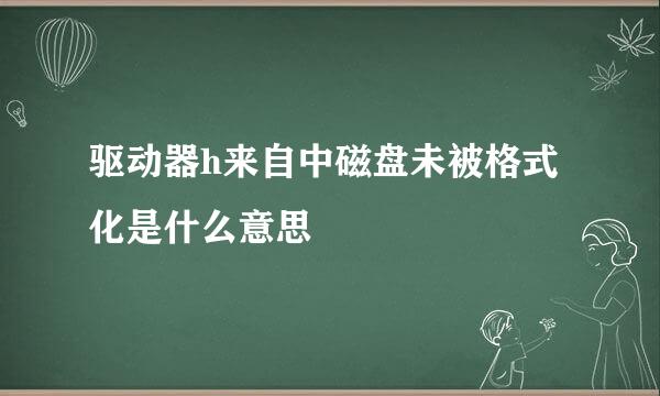 驱动器h来自中磁盘未被格式化是什么意思