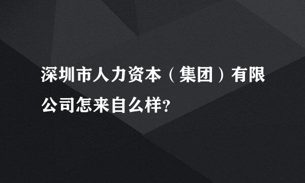 深圳市人力资本（集团）有限公司怎来自么样？