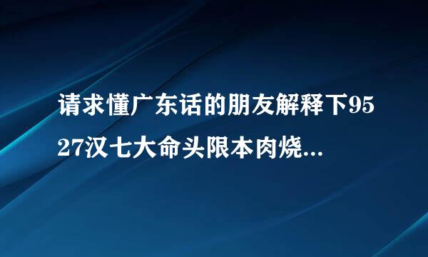 请求懂广东话的朋友解释下9527汉七大命头限本肉烧续是什么意思？