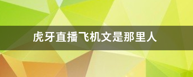 虎牙直播飞机文是那里人