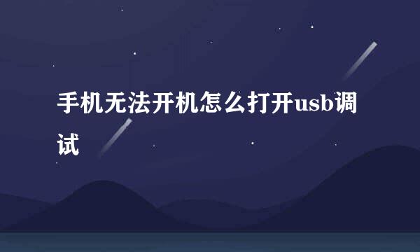 手机无法开机怎么打开usb调试